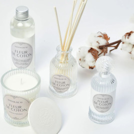 pack bougie parfumé fleur + parfum de linge fleur de coton